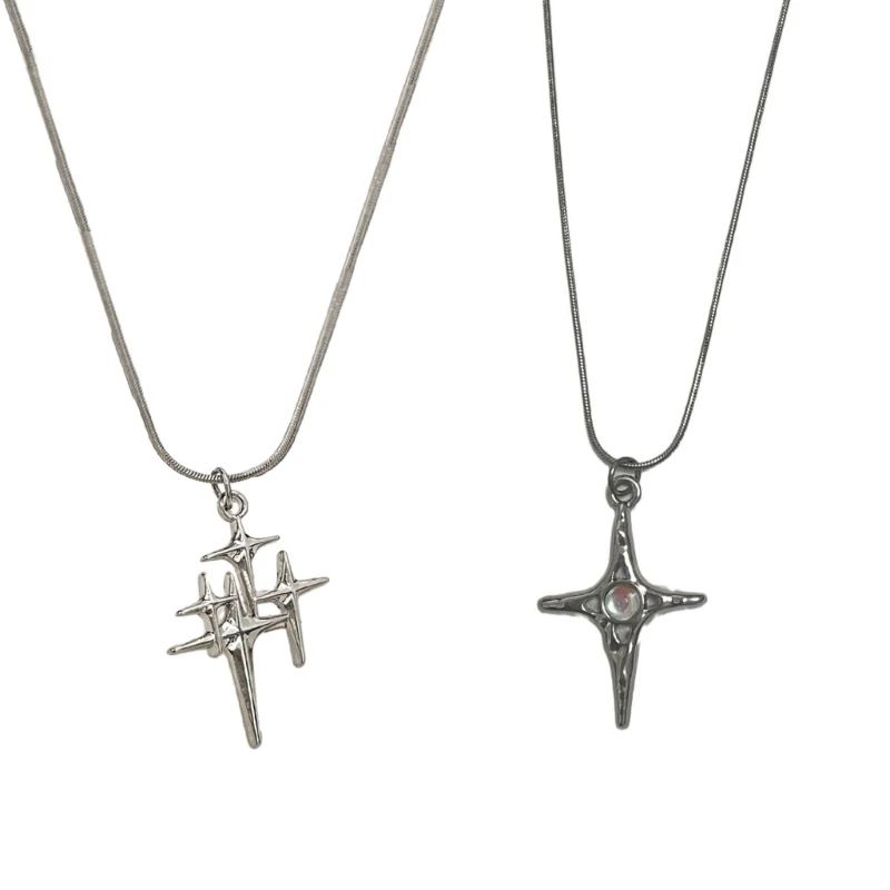 

E0BF Women Niche Necklace Adjustable Clavicle Chains Star Pendant Choker Necklchains