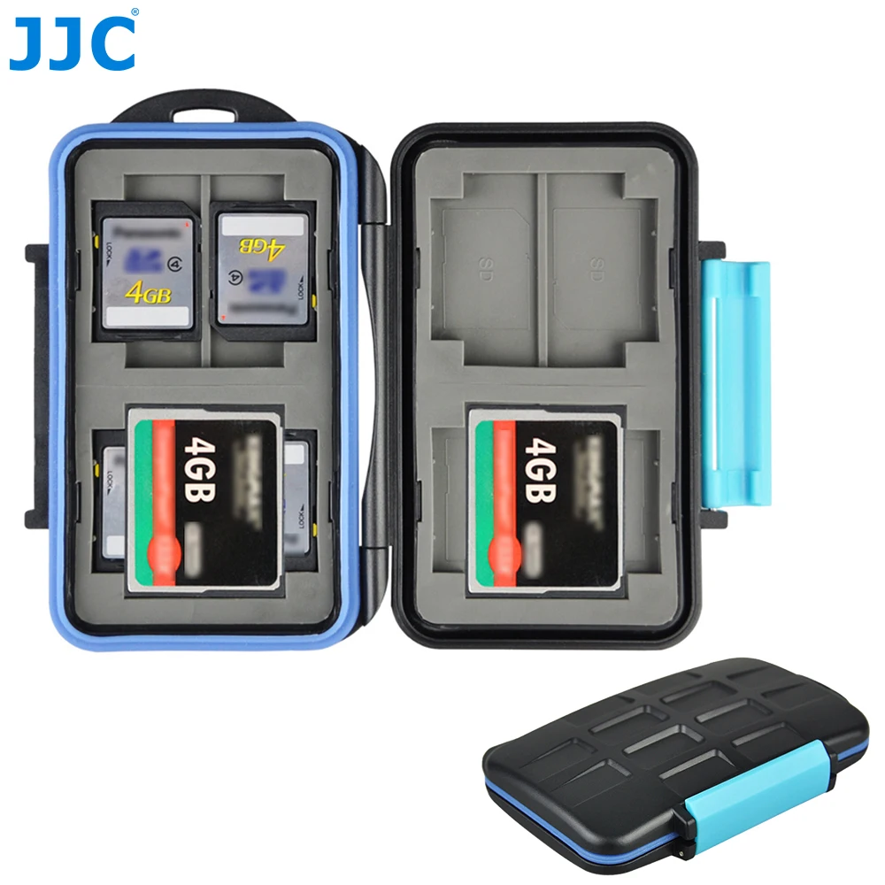 JJC Waterproof CF & SD Card Case Holder Storage Box DSLR Camera Memory Storage Accessories for 4 CF & 8 SD/SDHC/SDXC Cards