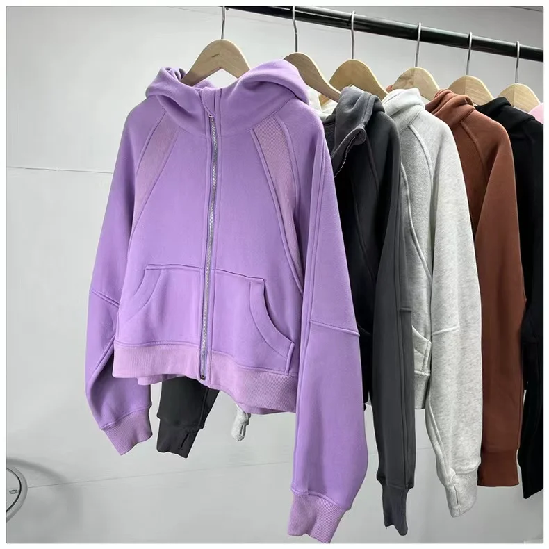 Lulu SCUBA Winter Women's Full Zip Hooded Sweatshirts Thickened Warm Workout Sweat Jackets Slim Fit Running Track Hoodies