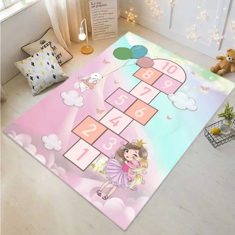 Розовый детский настольный карпет "Прыжки в штырьки" для мальчиков и девочек с картунами, коврик для ползания для младенцев, детский сад, доска для раннего обучения, нескользящий дом.