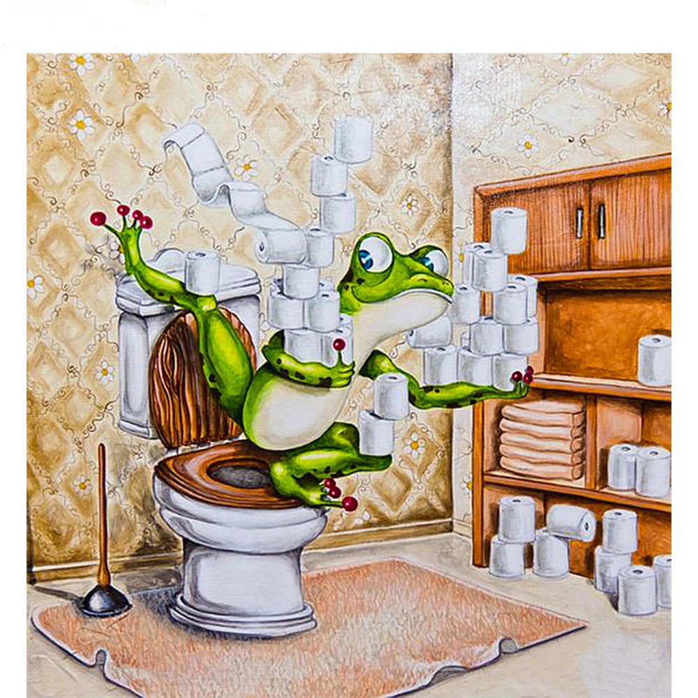 

KAMY YI Алмазная мозаика животное 5D DIY картина Стразы квадратные алмазы круглые алмазы лягушка мультфильм туалет подарок для детей ручной рабо...