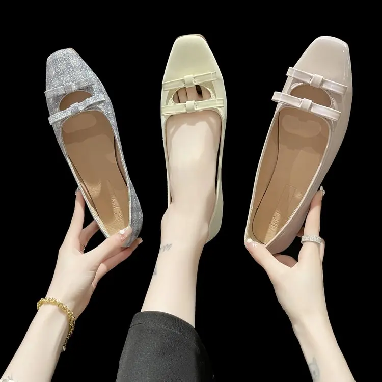 

2022 New Elegant Women's Cutout Comfort Spring Casual Women's Square Toe Flats Comfort Boat Moccasin Autumn Sexy Flats
