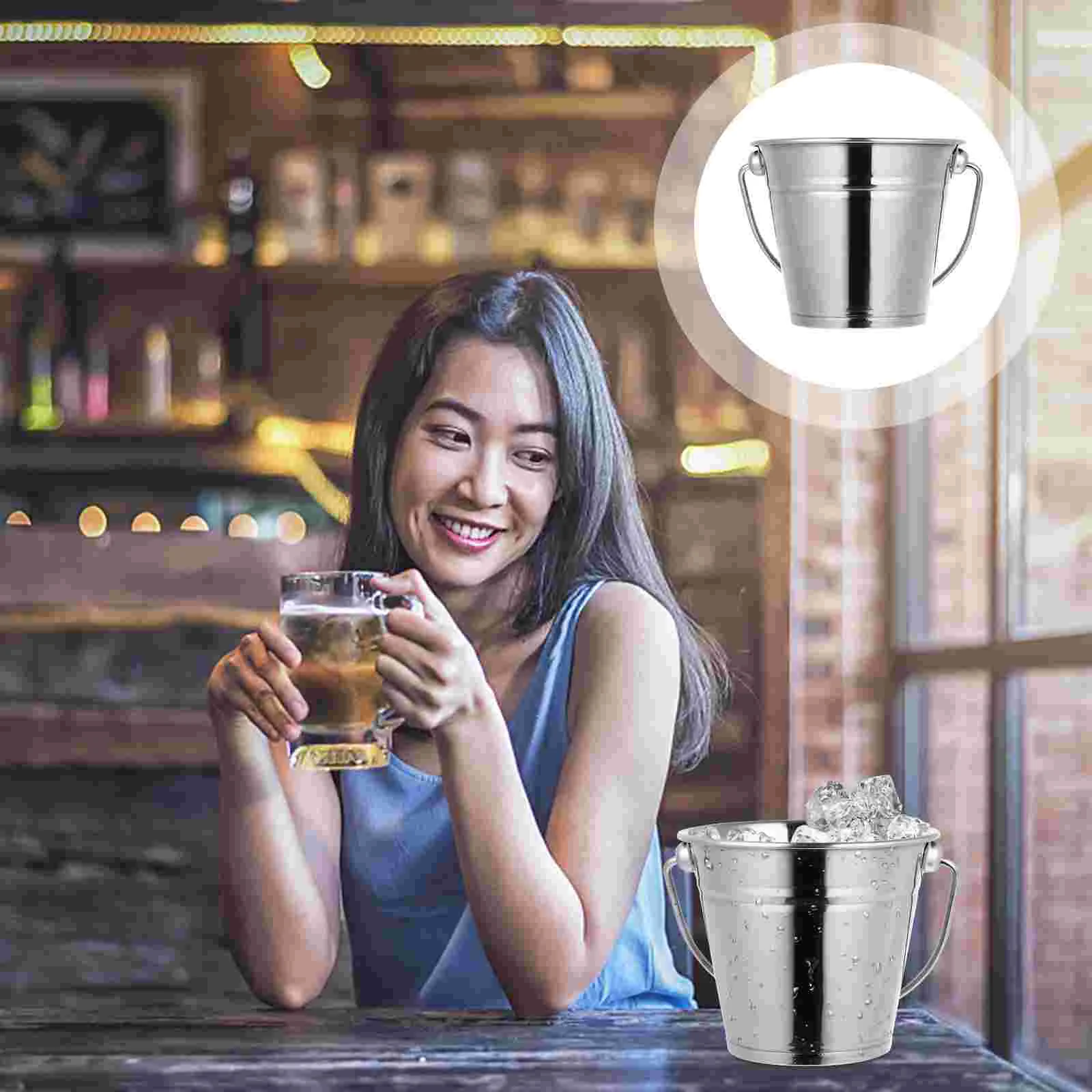 

Ice Bucket Metal Buckets Steelchampagne Beer Galvanized Stainlesstub Drink Cooler Container Beverage Chiller Holder Parties
