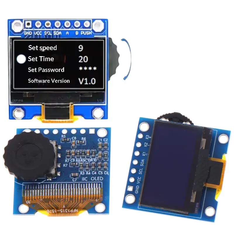 Фото 0,96-дюймовый OLED-дисплей IIC SSD1306 с поворотным энкодером EC11 и 3-позиционным переключателем, электронный комплект №4