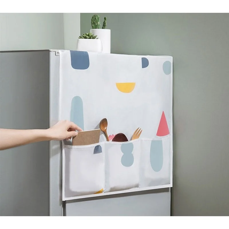 

JINGWAN Kitchen refrigerator dust cover colorful geometric floral dust proof cover storage bag waterproof refrigerator cover