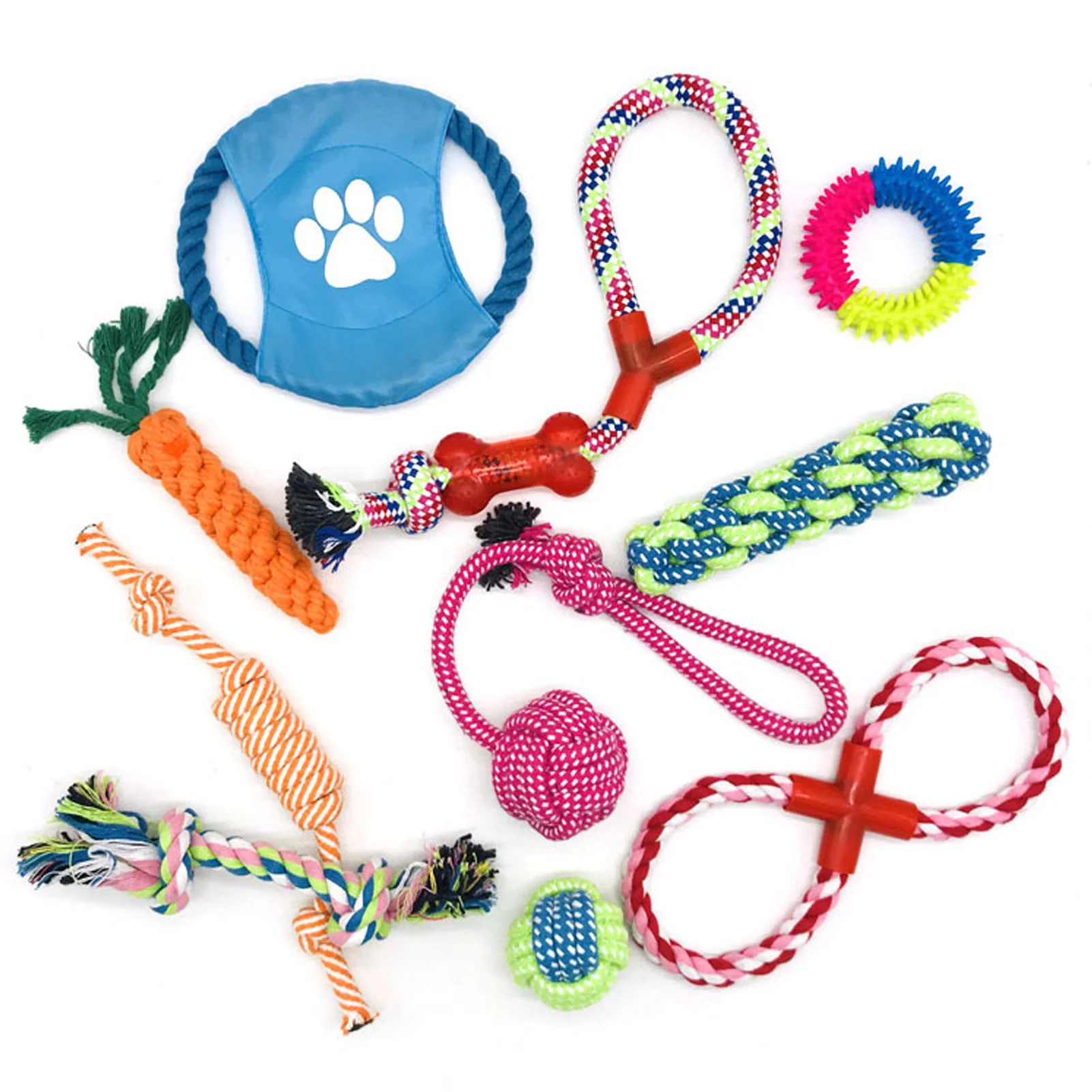 

Жевательные игрушки для щенков для прорезывания зубов 10 в 1, роскошные игрушки для щенков, для прорезывания зубов, для маленьких собак, верев...