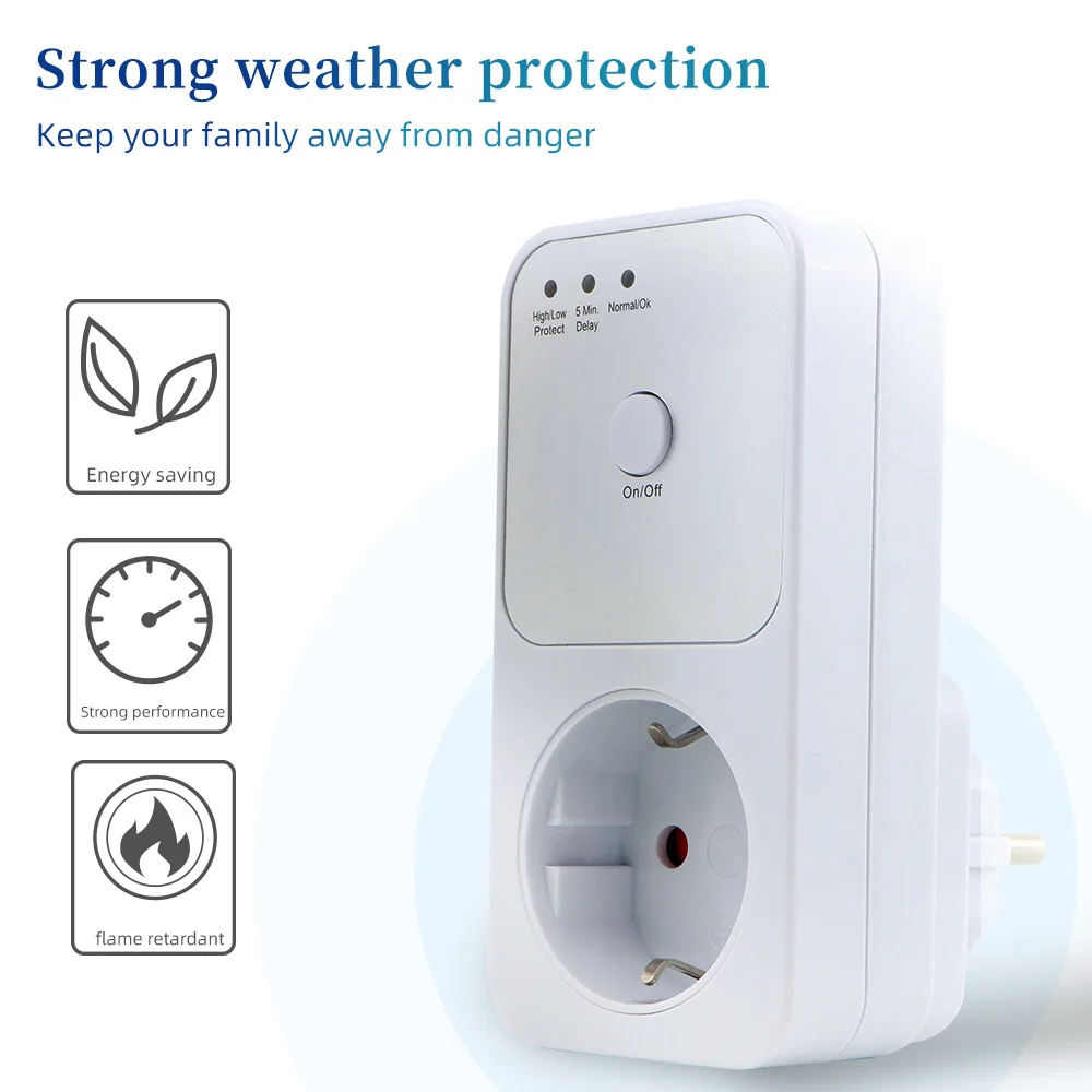 

Automatic Voltage Protector Socket Switcher VAC 220V Power Surge Safe Protector EU FR UK US Plug Socket Refrigerator Protect