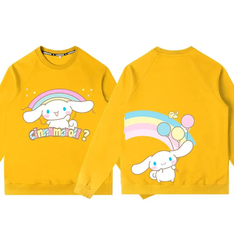 

Sanrio Children`s Hoodie Cinnamonroll Hellokitty Mymelody Purin Kawaii Cartoon Print Round Neck Kids` Cute Top