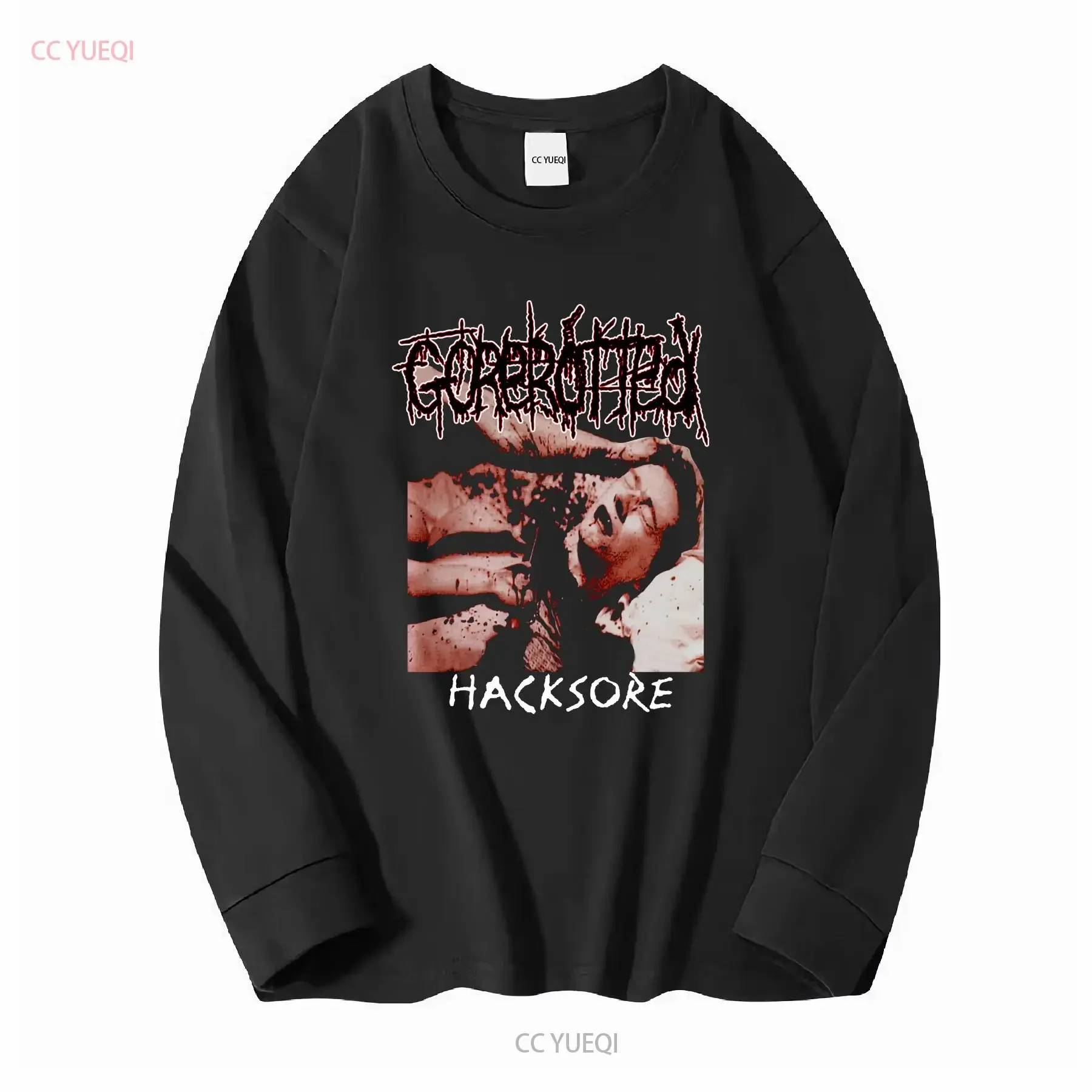 Фото Винтажная футболка Gorerotted Hacksore 2000, XL Mutilated In Minutes Grindcore Metal с длинными или короткими рукавами, винтажная стираная футболка №3