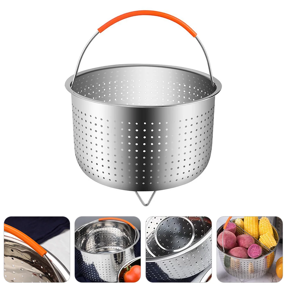 

1pc Stainless Steel Steamer Basket with Silicone Handle Steaming Rack for Home