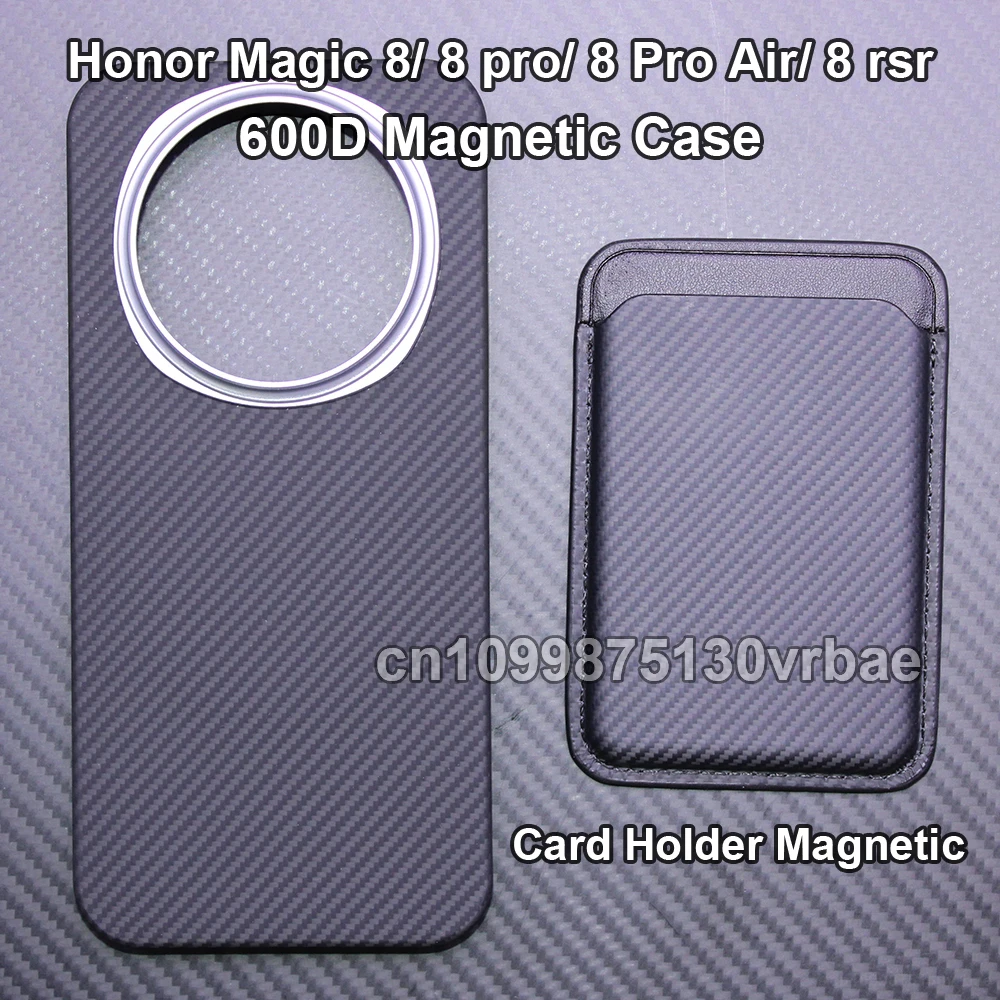 Фото Чехол для Honor Magic 8 Pro/8/8 Pro Air/8 RSR из углеродного волокна 600D, кевлара, арамидного волокна, тонкий жесткий чехол с держателем для карт и магнитной застежкой. №1