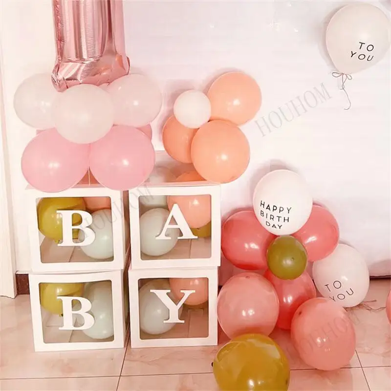 

Birthday Balloon Box Alphabet Name Transparent Packing Box Wedding 1st Birthday Party Decor Kids Latex Balloon Baby Shower Girl