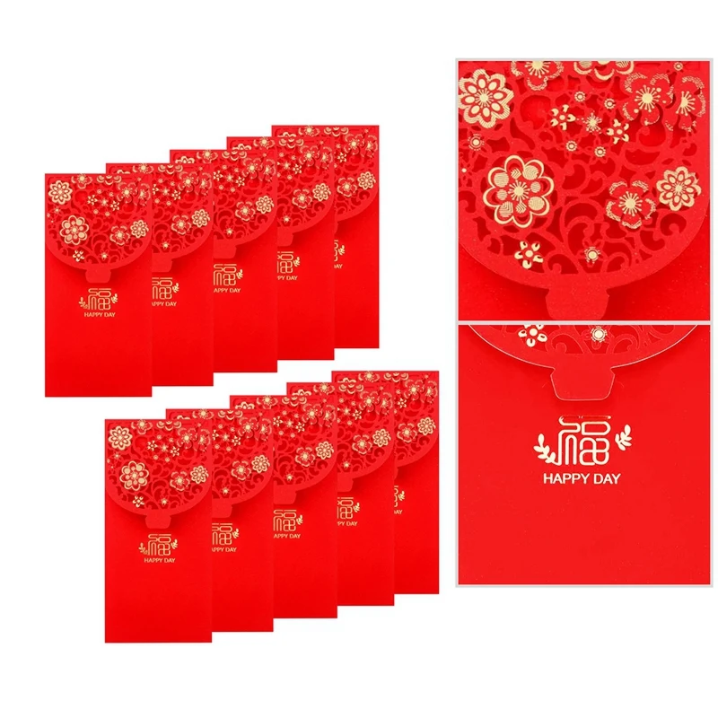 

Красные конверты для нового китайского года, конверты для денег на удачу, праздник весны, красный пакет для нового года, свадьбы (7x3,4 дюйма)