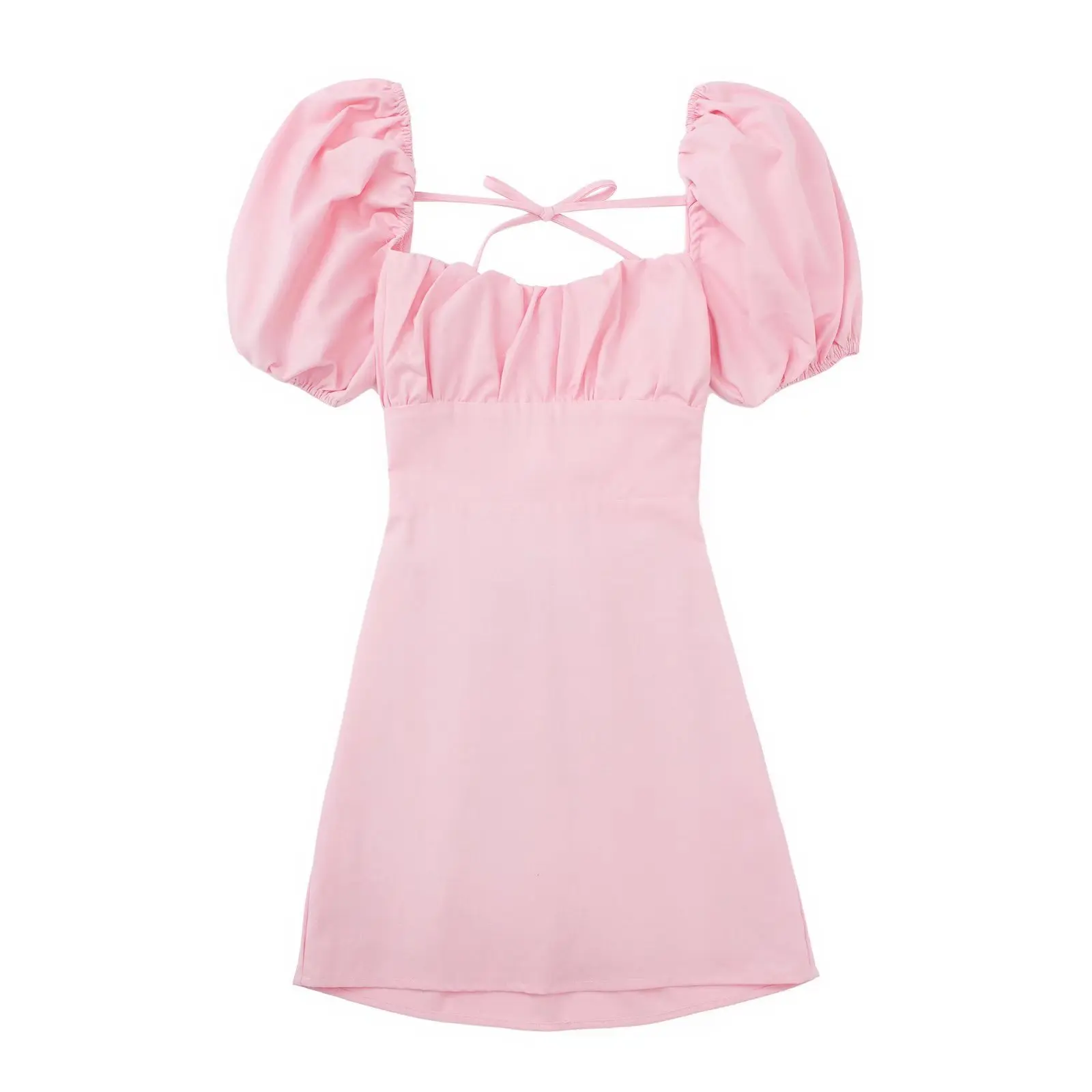 Женское пикантное платье с открытой спиной на шнуровке пышными рукавами женские