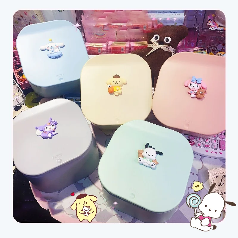 

Sanrio Kuromi My Melody Desktop Trash Can Cartoon Cute Cinnamoroll Pompompurin Pachacco Press-On Pop-up Buckle Mini Storage Bin