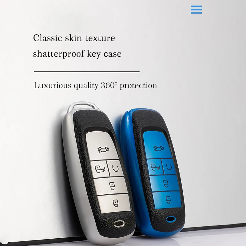 

Leather TPU Car Key Case Cover Protected Shell for Trumpchi Gac New Energy Aion S V Y LX Smart Key Chain Auto Accessories