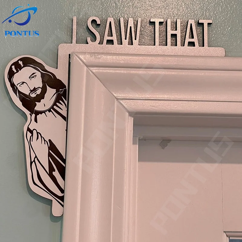 

Wooden Jesus Door Frame Sign I Saw That Doors Sit Decor Sticker Christian Front Door Corner Decor Ornament Home Decor Paste Gift