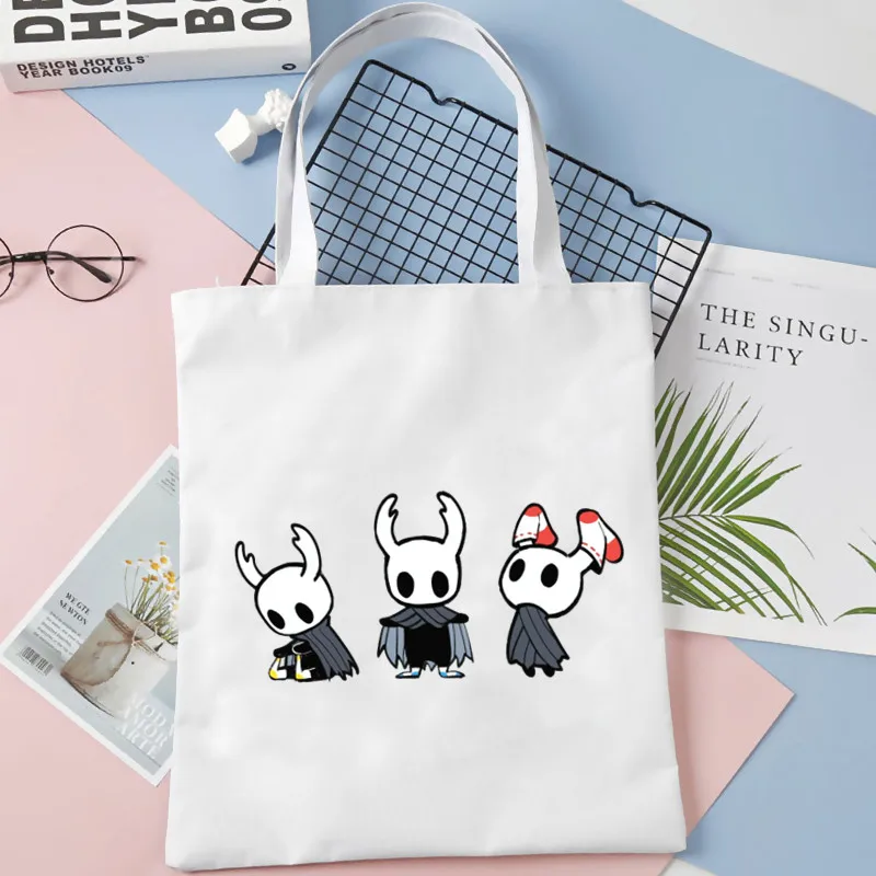Сумка для покупок Hollow Knight оригинальный дизайн белая унисекс модные дорожные