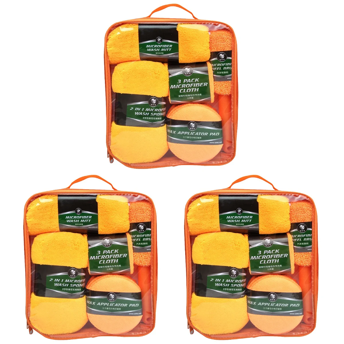 

27 pcs Car Washing Kit Cleaning Set with Wash Mitt Brush Sponge Pad Microfiber Cloth (Orange)