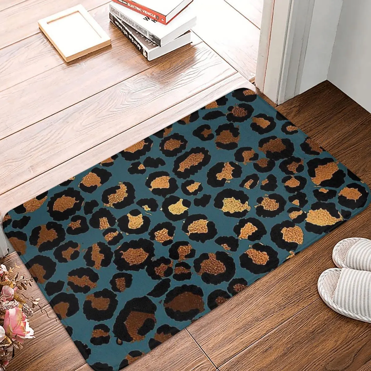 

Animal Skin Bathroom Mat TEAL BLUE PRINT PRETTY CASES CHEETAH LEOPARD SAFARI Doormat Kitchen Carpet Entrance Door Rug Home Decor