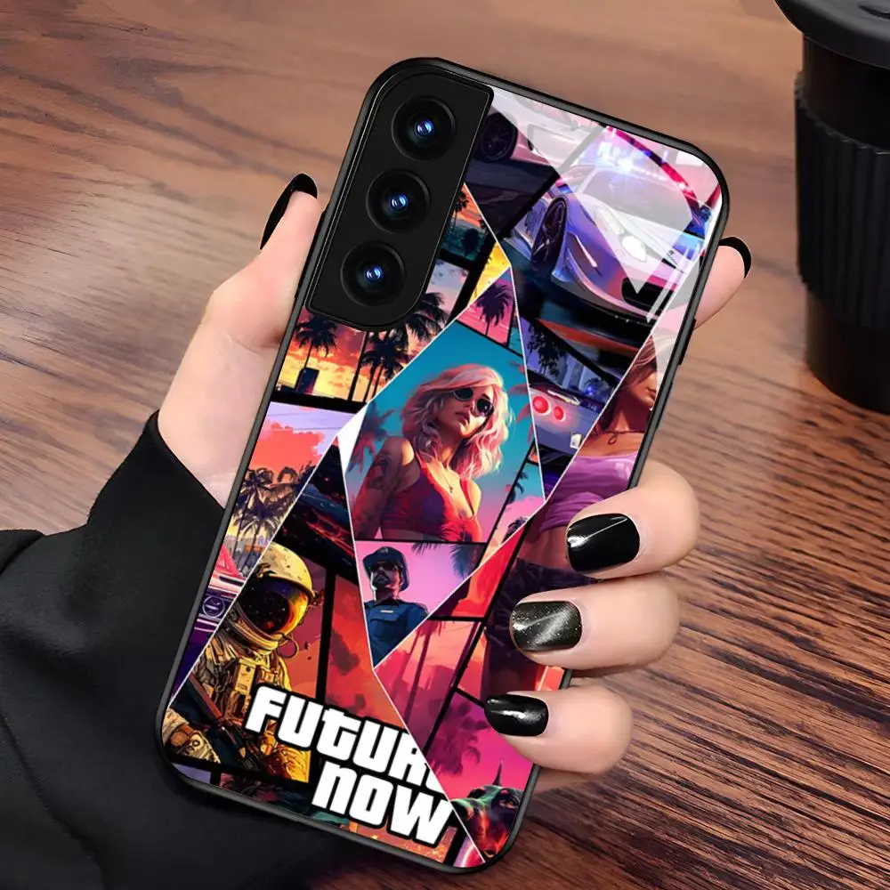 Фото Чехол для телефона R-rockstar Gta 6 Grand Theft Auto для Samsung Galaxy S24 S26 S25 S23 S22 S21 S20 FE Edge Plus Ultra Black Glass Cove №2