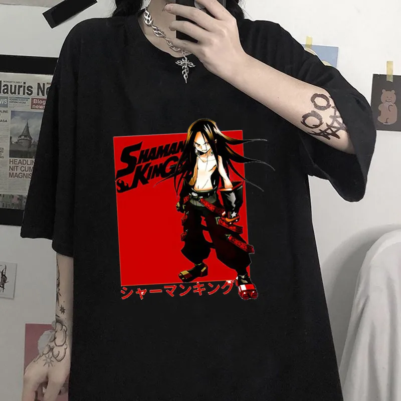 

Anime Shaman King Print Women's T-shirts Short Sleeve Tshirts Female Clothes Harajuku Oversized T-shirt Summer Streetwear Tops