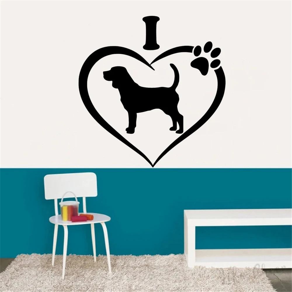 

Love Dogs Footprints Wall Stickers Removable Pet Shop Decorations Decals Animal Murals For Kids Room Home Decor Poster DW14063