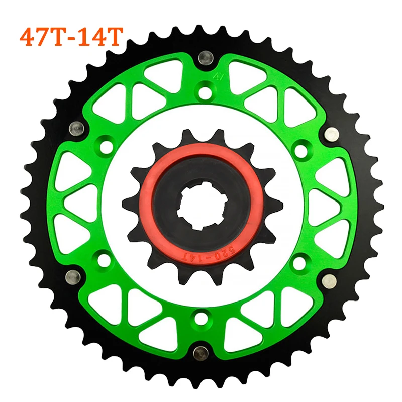 Передняя и задняя звездочка мотоцикла 45T-52T 14T для KAWASAKI KDX200 KDX220R KDX250 KLX300R KX500 KX250 KDX 200