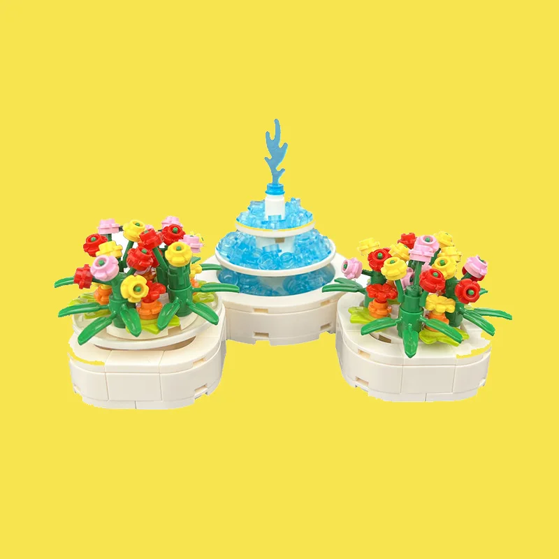 

City Creativity Swimming Pool Fountain Pool Flower Bed Small Scene Building Accessories Building Blocks Bricks Toys Gifts
