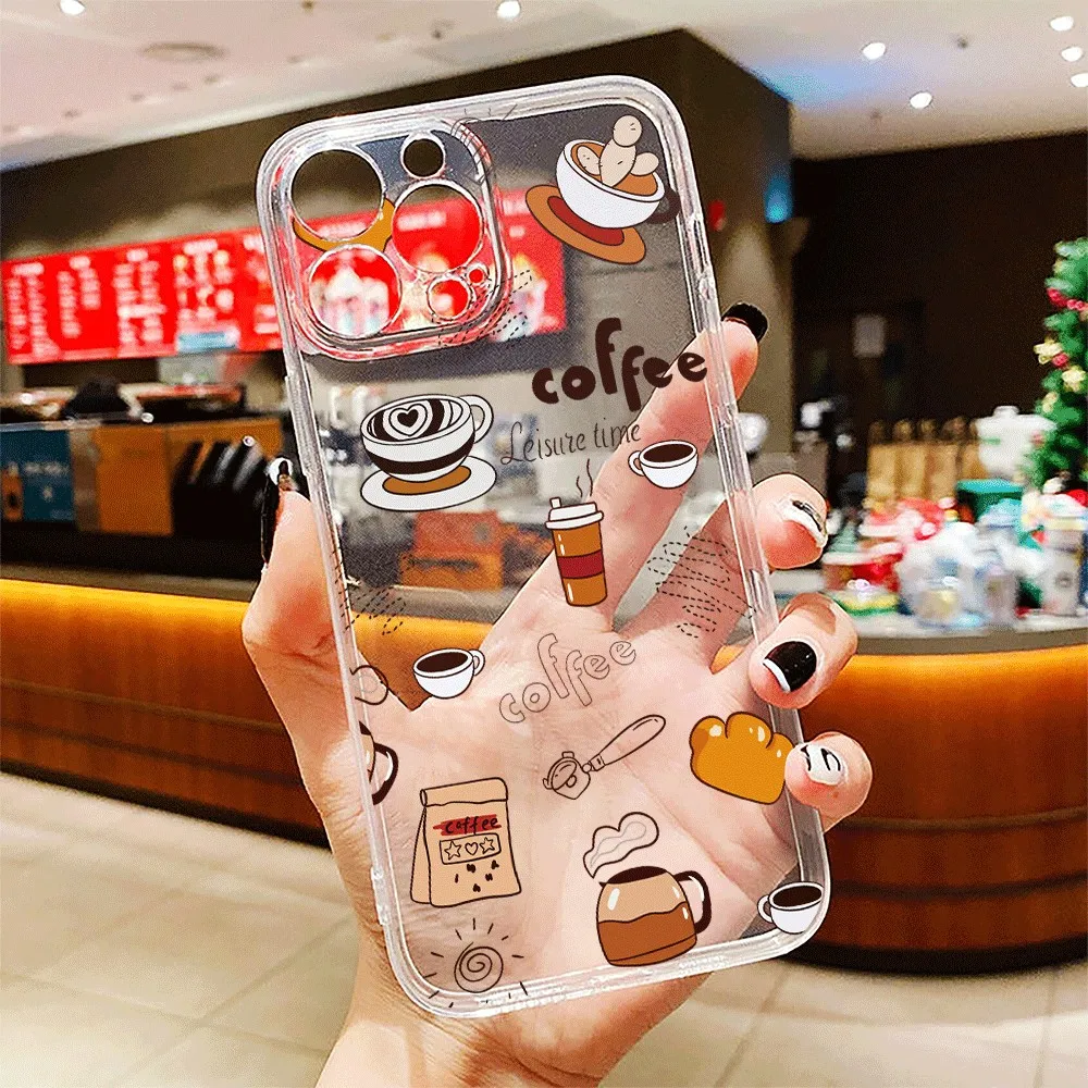 Multicolor Casual Coffee Soft Clear Phone Case For OPPO A3X Pro 5G A3 A17X A17 A16 A15 A80 A60 A79 A59 A18 A38 A58 A78 A98 Cover