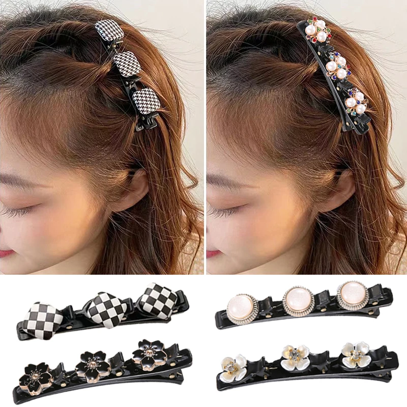 

Hairpin Side Bangs Clip Ladies Girls Fixed Shape Clip Tooth-shaped Pearl Flower Braided Hair Duckbill Clip Hair Jewelry Clamp