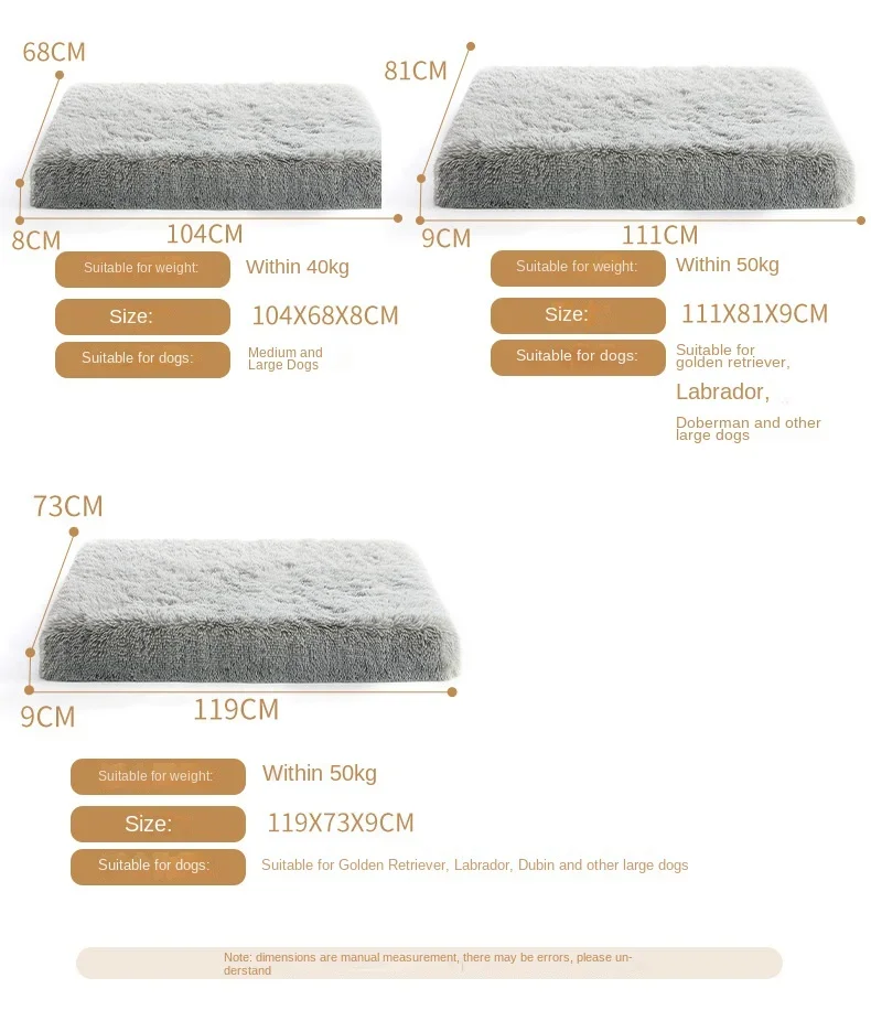 Подушка для домашних животных из губки 41-47 дюймов съемная и моющаяся