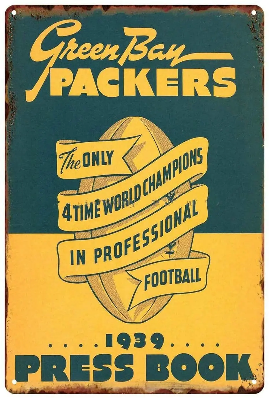 

ZMKDLL Home Decoration Wall Art Pics 1939 Green Bay Packers Press Book Cover Football Sports Tin a Metal Wall Panel Retro
