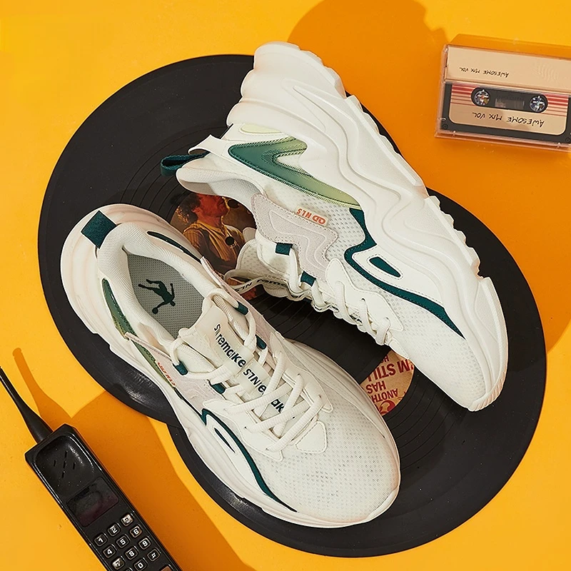 QIAODAN Casual Shoes for Men 2023 Lace-up Fashion Breathable Comfortable Lightweight Convenient Balanced  Sneakers XM25210353