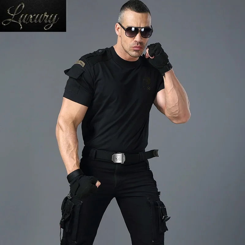 

T Shirt Military Style actical -shirt Men's Cargo Uniform Short Sleeved ee Male shirt Clothing Black Army Green Men