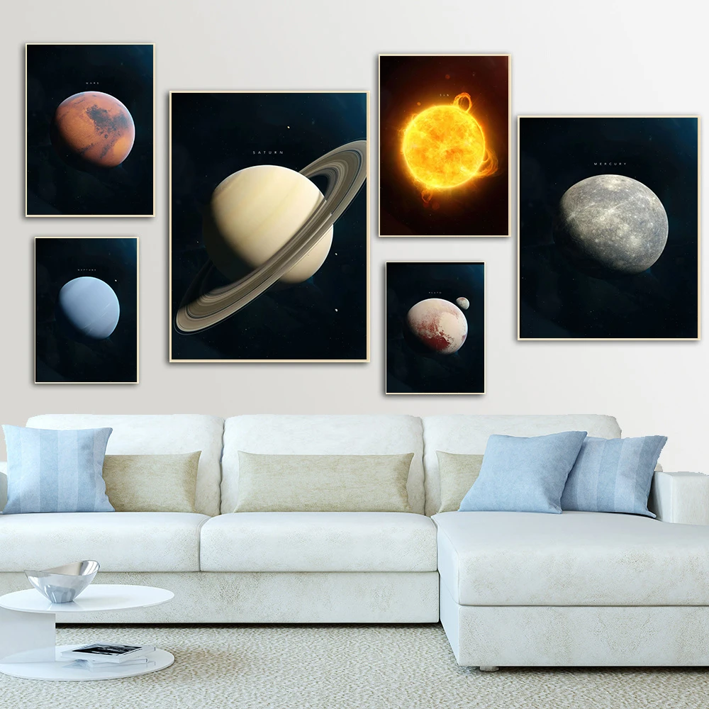 

Earth Venus Moon Mars Saturn Uranus Planet Nordic Posters And Prints Wall Art Canvas Painting Wall Picture For Living Room Decor