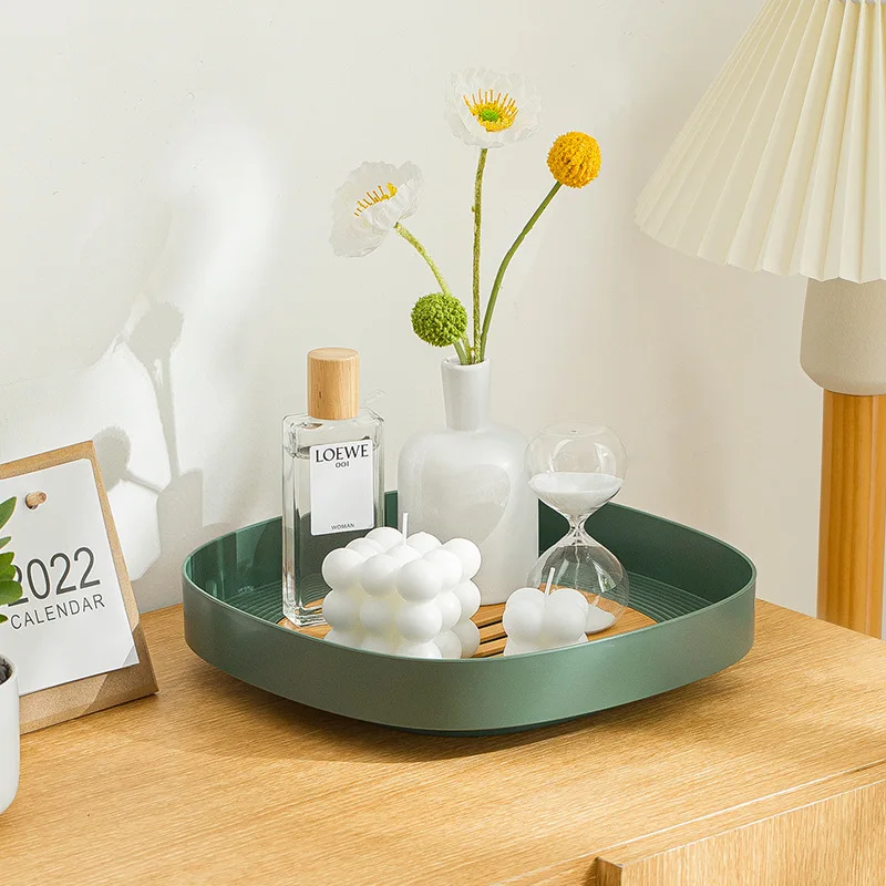 

Obelix Modern Decorative Trays Plastic Wooden Storage Stand Desk Organizer Table Decorate Home Decor Round Drain Storage Box