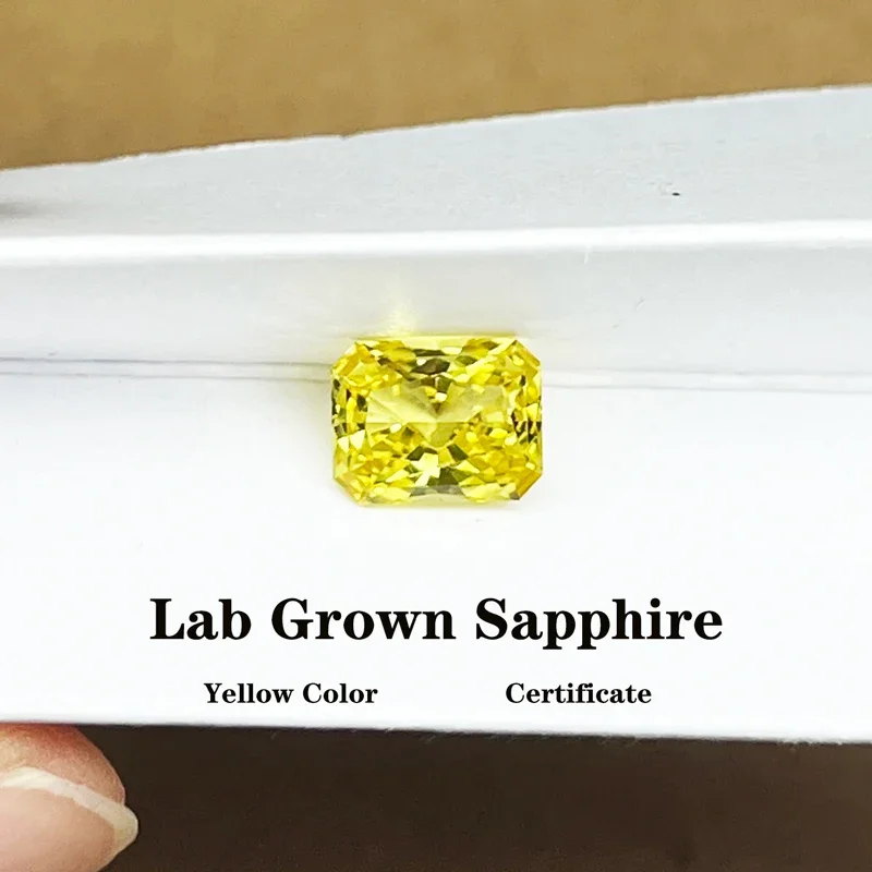 Выращенный в лаборатории сапфир блестящий формы желтого цвета VVS1 DIY кольцо