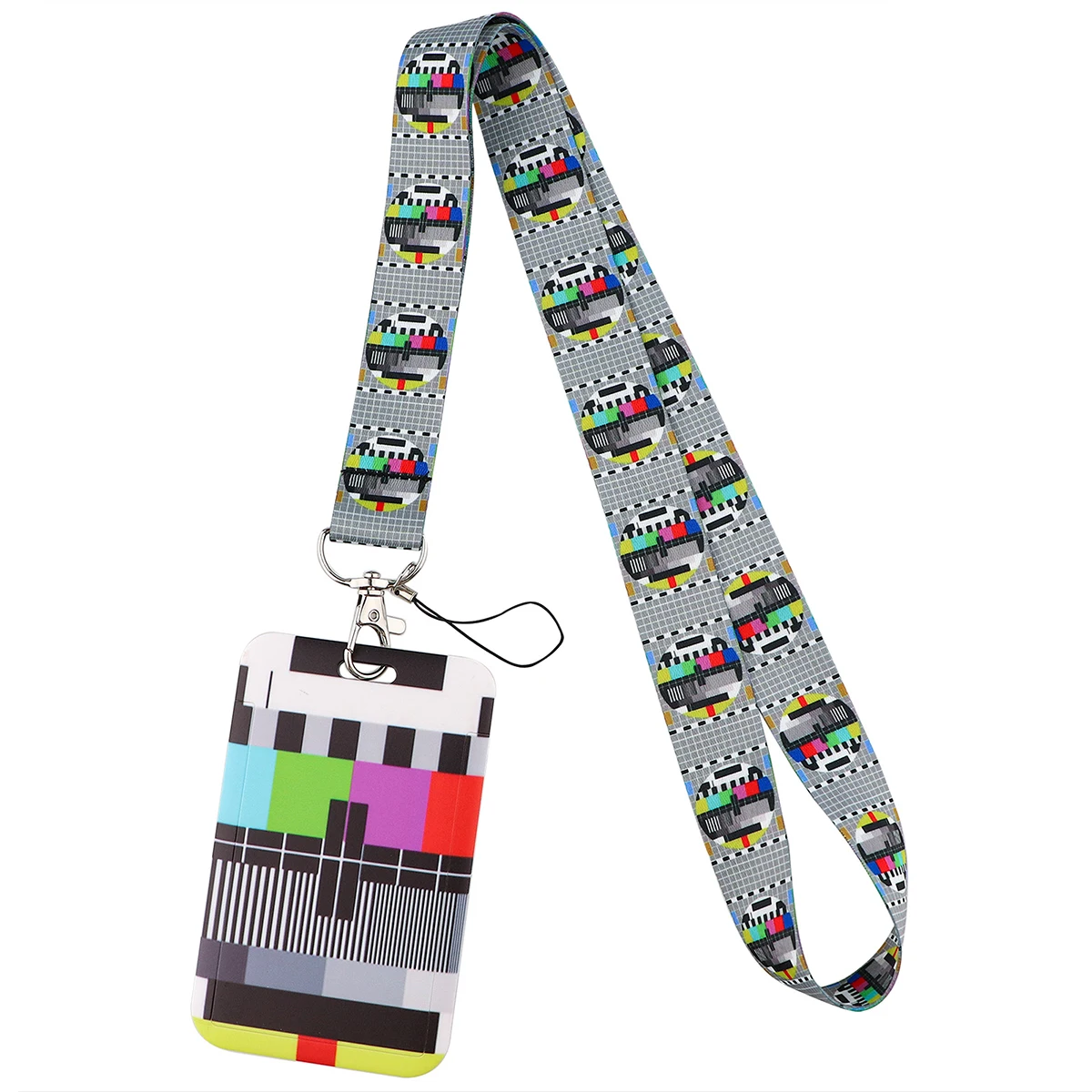 

Vintage TV Pattern Lanyards Nostalgic For Keys Chain ID Credit Card Cover Pass Charm Neck Straps For Friend Accessories Gifts