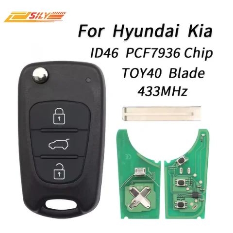 SILY для Hyundai I20 I30 IX35 Avante 433 МГц ID46 чип 3 кнопки складной автомобильный дистанционный брелок TOY40 сменный ключ с лезвием