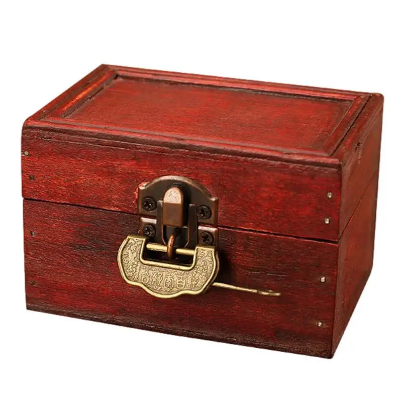 

Старая антикварная деревянная коробка для хранения с медным замком, винтажная нагрудная многофункциональная Европейская коробка для хранения для домашнего творчества, контейнер для хранения