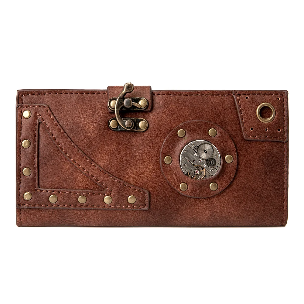 New Women's Bag Industry Retro Medium Long Purse Change Wallet Women Carteira card holder Steam punk Wallets Luxury Money Bag