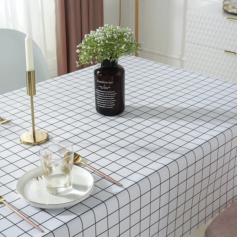 

Tea table table, dining table, cloth art, white small squares