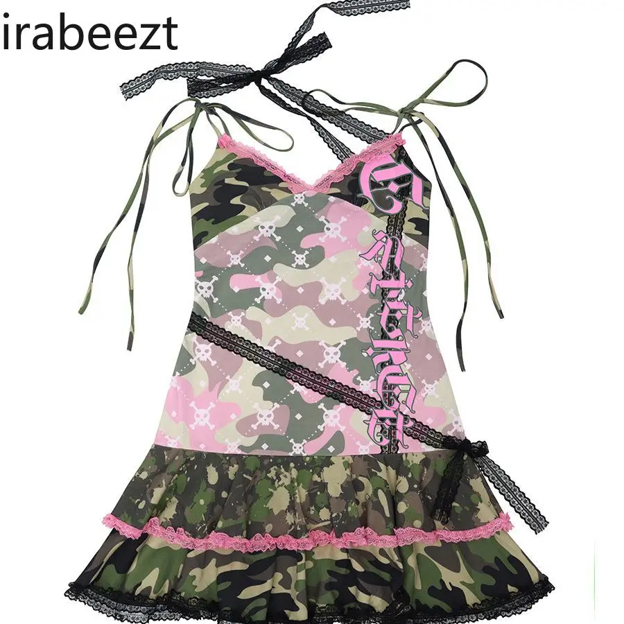 Новый милый кружевной камуфляжный комбинезон в стиле хип-хоп облегающее