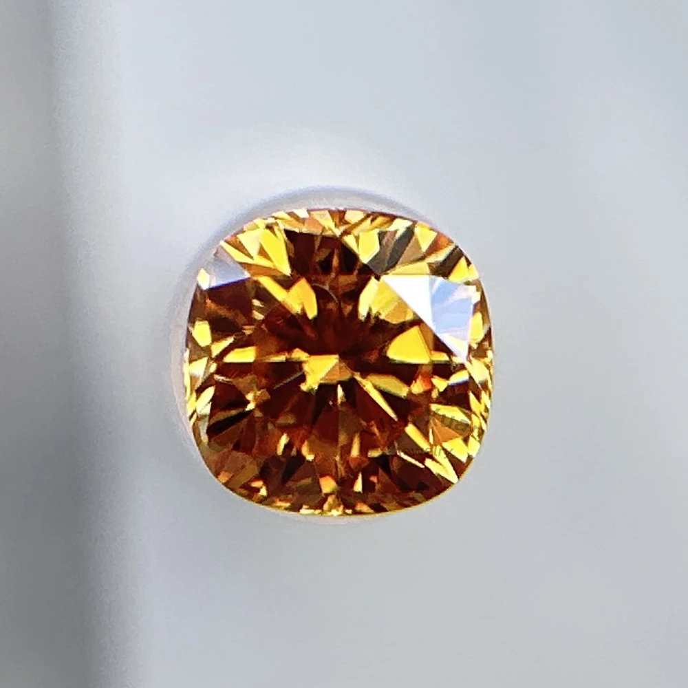 Яркое шампанское VVS1 огранка подушки свободный муассанит драгоценный камень