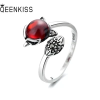 qeenkiss rg6907 fine jewelry%c2%a0wholesale%c2%a0fashion%c2%a0woman girl mother party birthday%c2%a0wedding gift vintage fox garnet tai silver ring