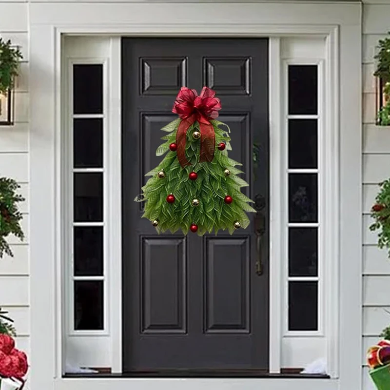 Christmas Simulation Tree Wreath Door Decoration Hanging Home Holiday Yard Props Outdoor Garden Gifts