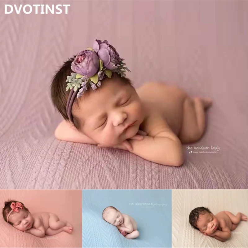 Dvotinst Newborn Photography Props for Baby Knited Vintage Twist Wrap Background Blanket Accessories Studio Shooting Photo Props