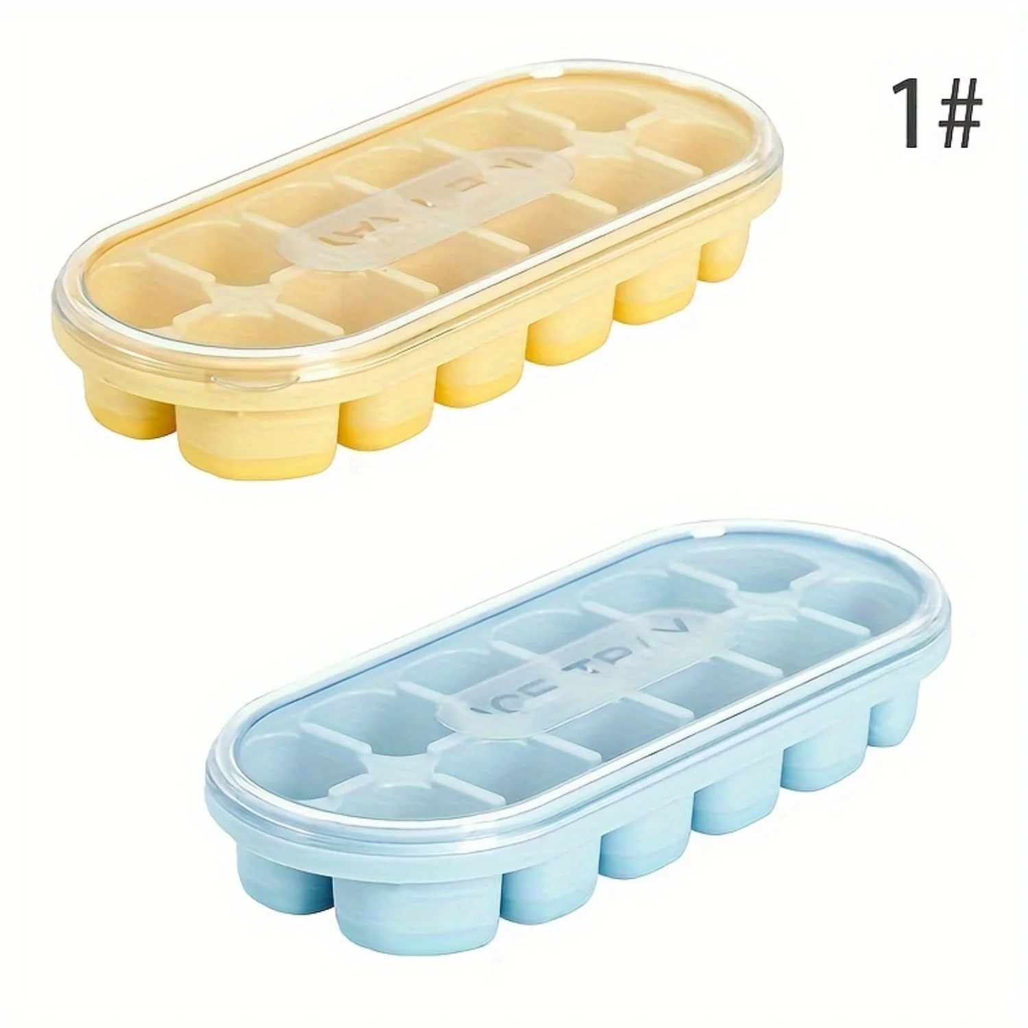 2 упаковки силиконовых лотков для льда с крышками формы пищевого класса большой