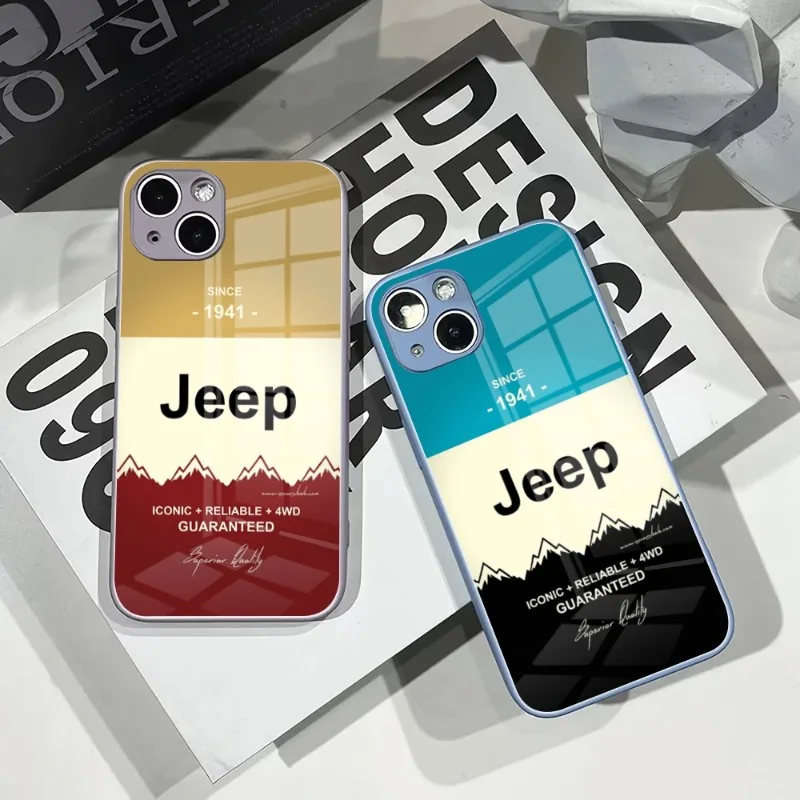 

Камуфляжный чехол для телефона с логотипом спортивного автомобиля Jeep для IPhone 14Pro 13 11 12 XR XS MAX 7/8 X Plus 13 цветов закаленное стекло крутая пара